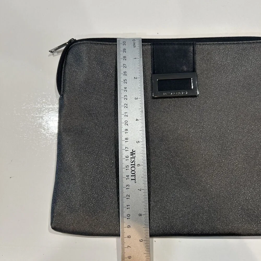 BVLGARI Zip Close  Makeup Bag Travel Toiletries Silver Gray Sparkle